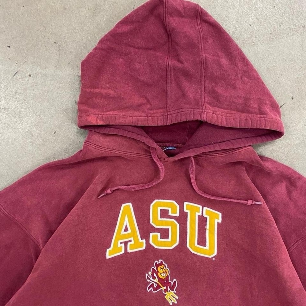Vintage 90s Arizona State University Sun Devils Sparky Burgundy Hoodie Size XL - Picture 2 of 7